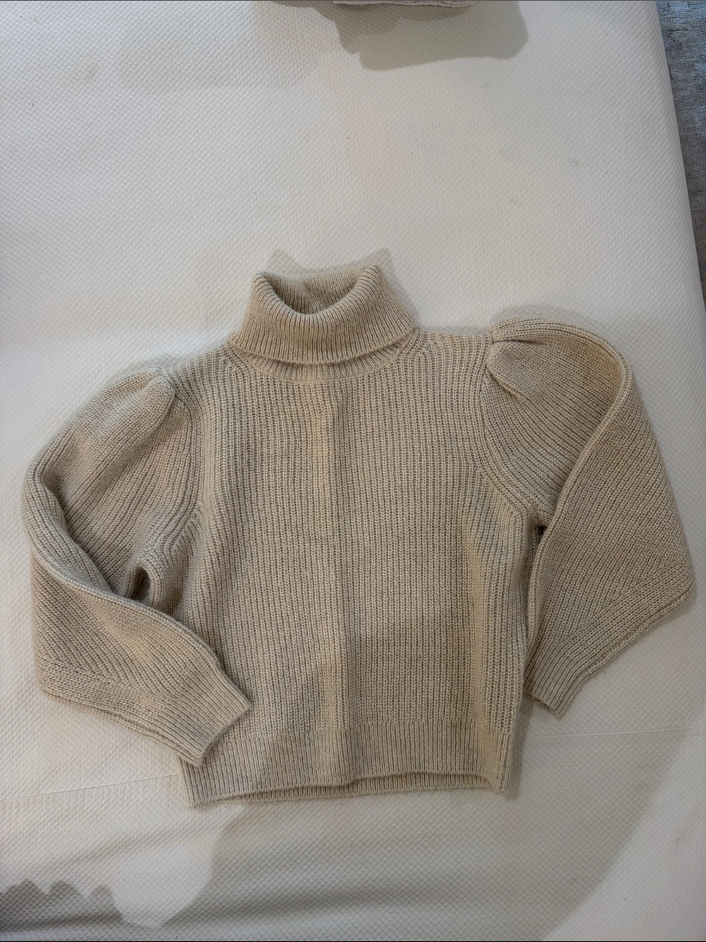 J. Crew Cream Turtleneck Sweater with Puff Sleeves